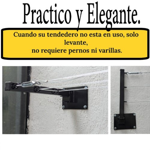 ONE SUPER PRACTIC Tendedero Plegable para Ropa y Cobijas Pesadas, Moderno y Elegante de Color Negro o Blanco. (Cordón Poliéster, 4 líneas)